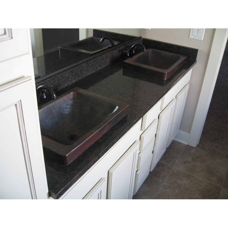 Antique Hand-Hammered Copper Rectangular Bathroom Sink