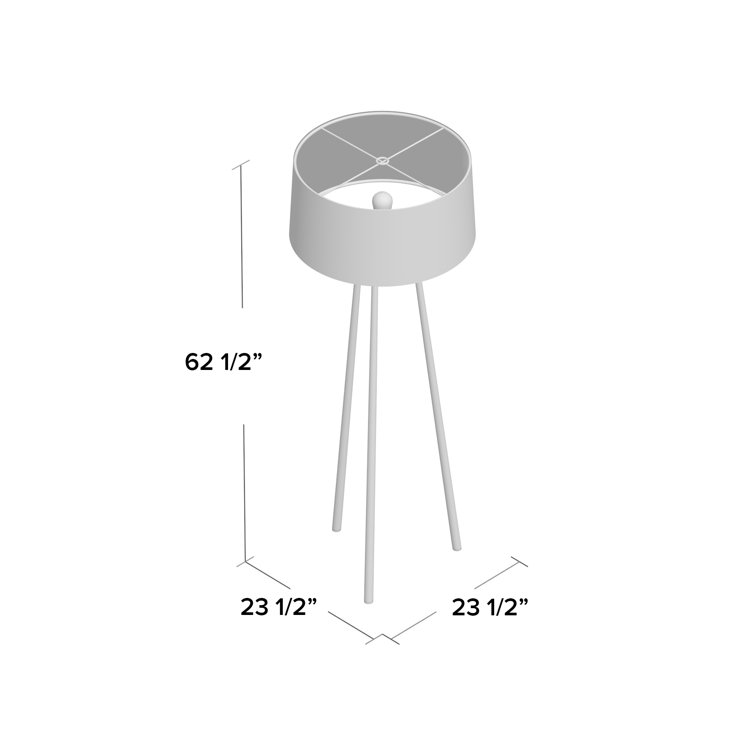 Shinto Elegant Wrought Iron Tripod Floor Lamp with White Fabric Shade
