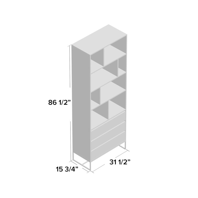 Industrial-Scandinavian Brown Mango Wood Shelf with Asymmetrical Cubes