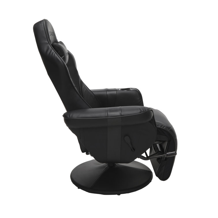 Black Bonded Leather Racing Style Gaming Recliner with Footrest