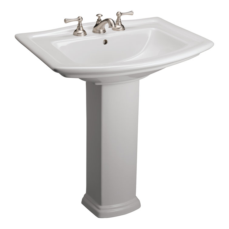 Washington White Ceramic Rectangular Pedestal Sink