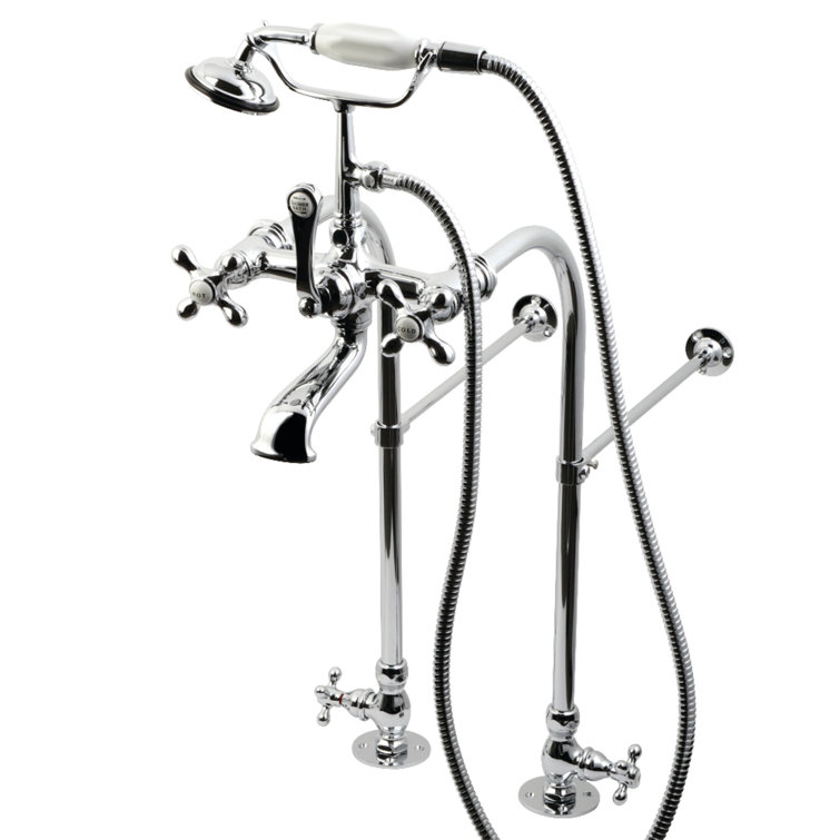 Polished Chrome Vintage Freestanding Clawfoot Tub Faucet with Hand Shower