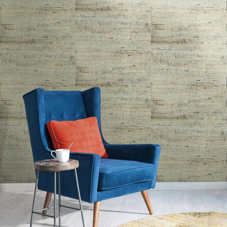 Urban Retreat Brown and Blue Grasscloth Wallpaper