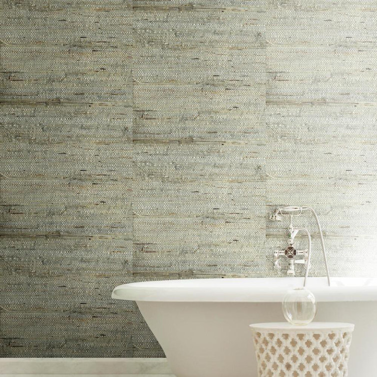 Urban Retreat Brown and Blue Grasscloth Wallpaper