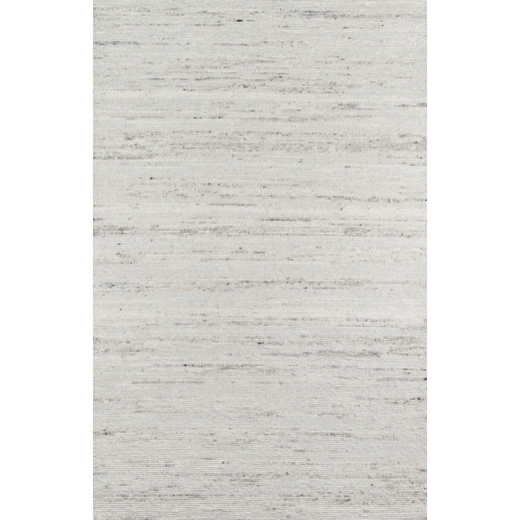 Ivory Handwoven Wool Rectangular Area Rug 8'6" x 11'6"
