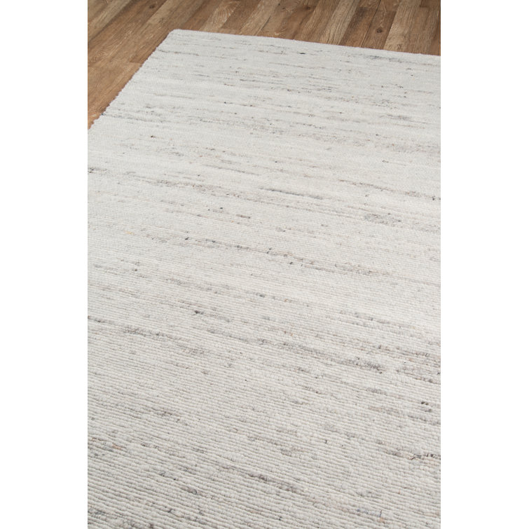 Ivory Handwoven Wool Rectangular Area Rug 8'6" x 11'6"