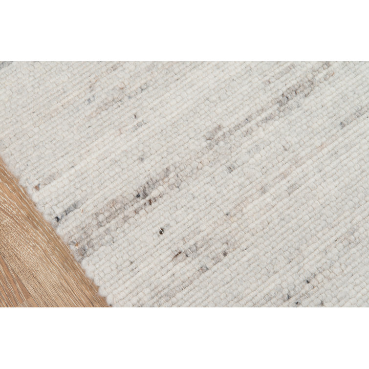 Ivory Handwoven Wool Rectangular Area Rug 8'6" x 11'6"