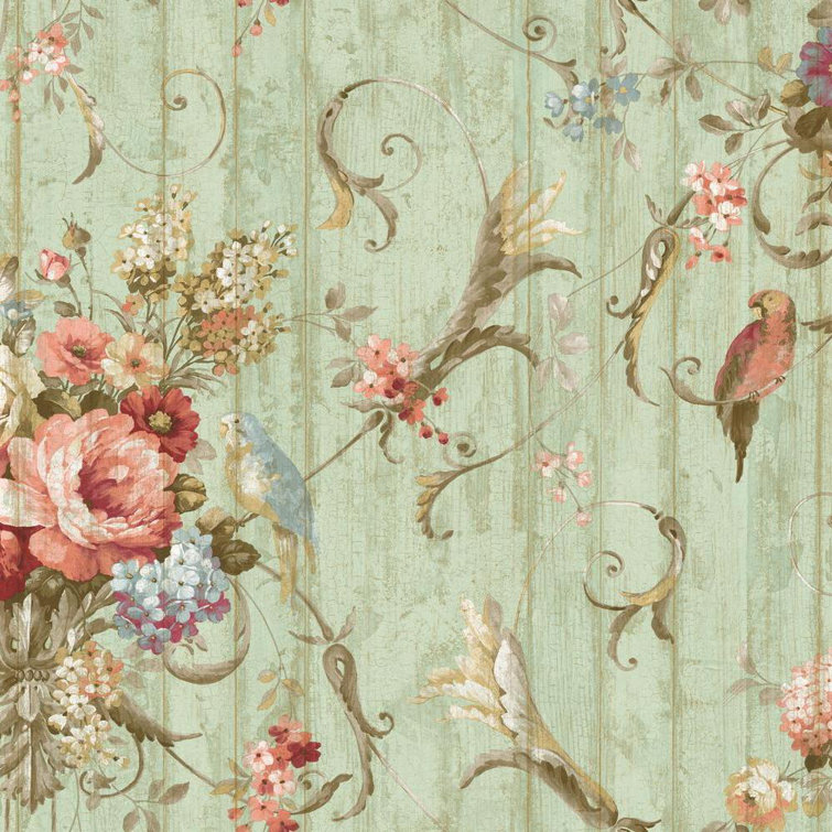 Tropical Floral and Parrot Pre-Pasted Wallpaper Roll