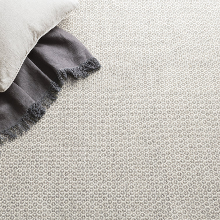 Ivory and Grey Geometric Handwoven Wool Rug
