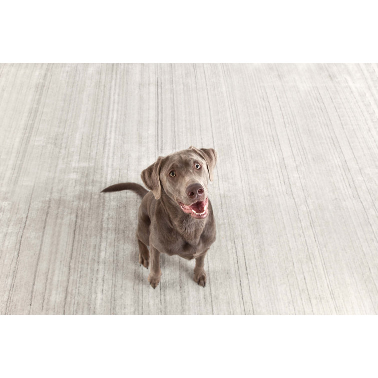 Farmhouse Stripe Hand-Knotted Wool-Viscose Blend Rug in Light Grey
