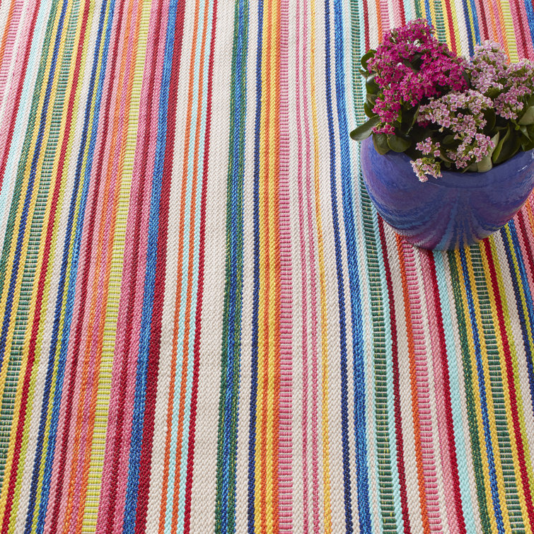 Bright Multicolor Stripe Handwoven Indoor/Outdoor Rug 4' x 6'
