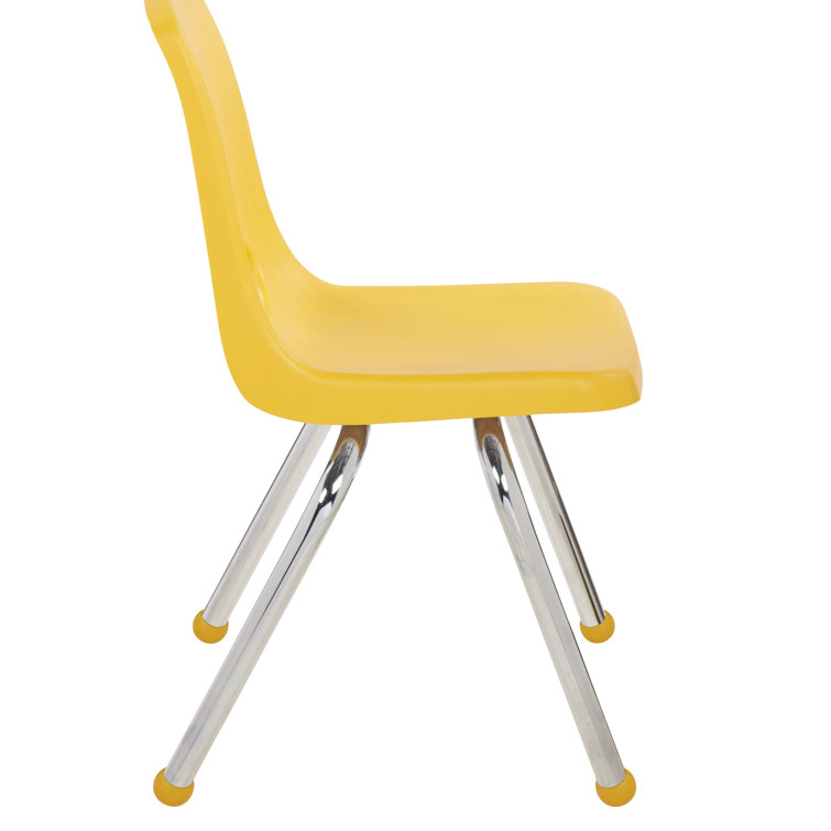 Yellow 10'' Metal Stacking Classroom Chairs with Chromed Steel Legs