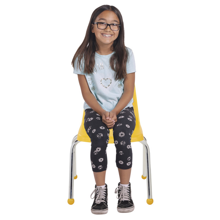 Yellow 10'' Metal Stacking Classroom Chairs with Chromed Steel Legs