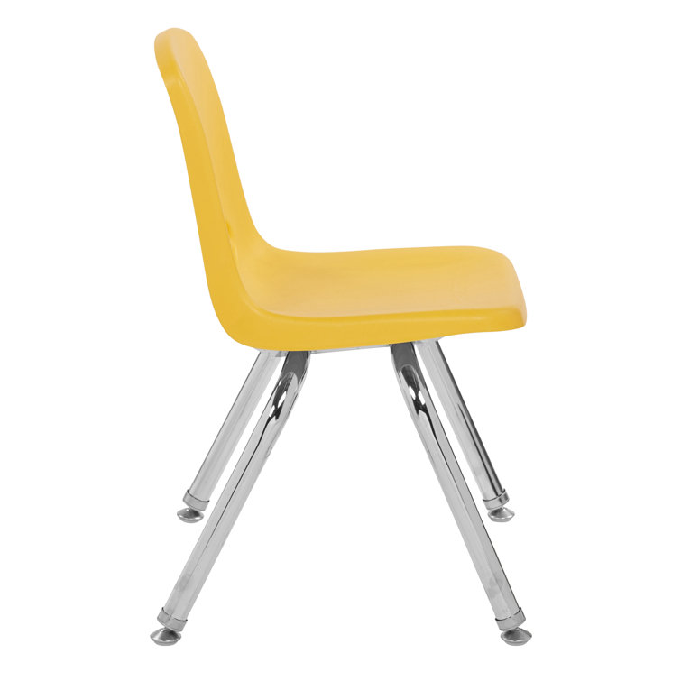 Yellow 10'' Metal Stacking Classroom Chairs with Chromed Steel Legs