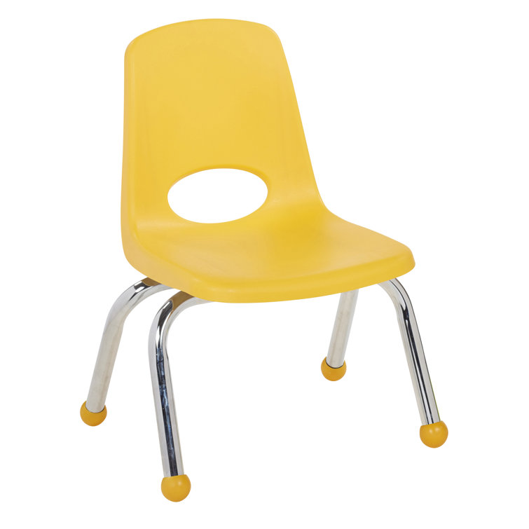 Yellow 10'' Metal Stacking Classroom Chairs with Chromed Steel Legs