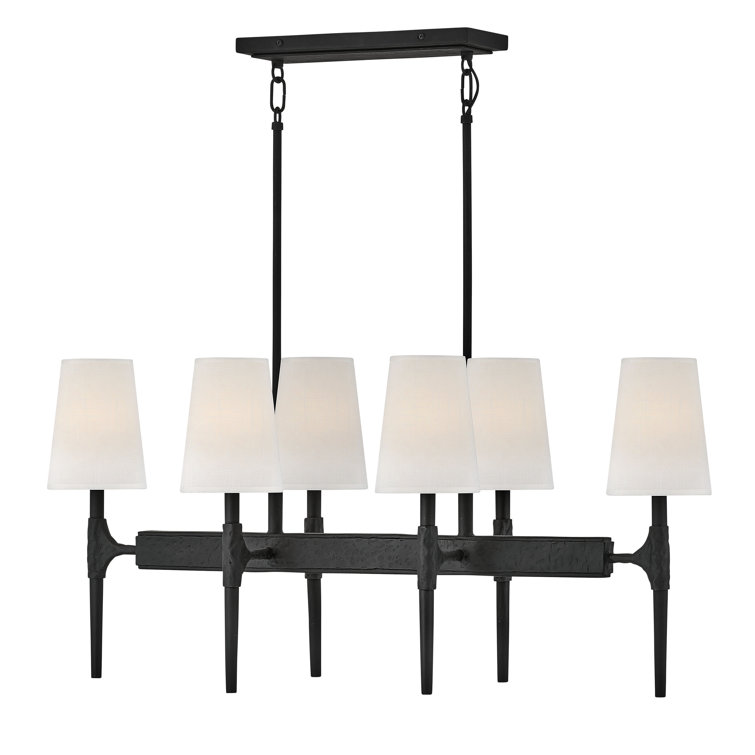 Beaumont Rustic Black 6-Light Candle Chandelier with Tapered Shades