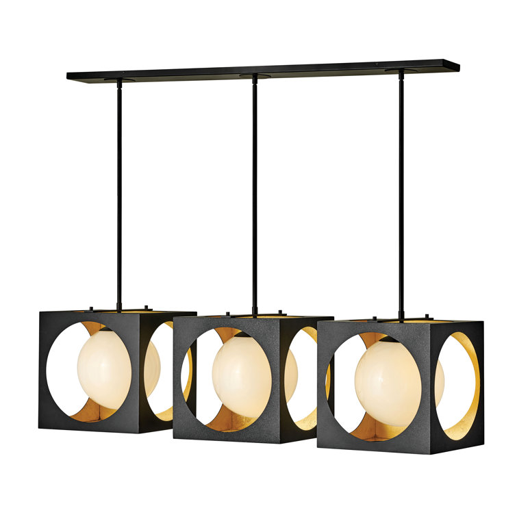 Vega Black and Gold 3-Light Linear Pendant
