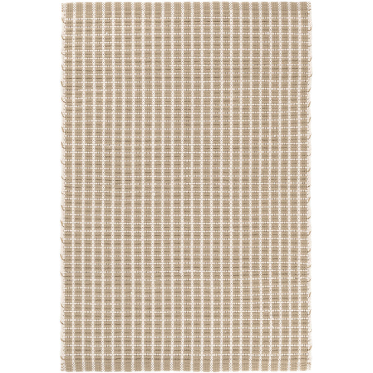 Wheat and Ivory Geometric Flat Woven Synthetic Rug, 6' x 9'