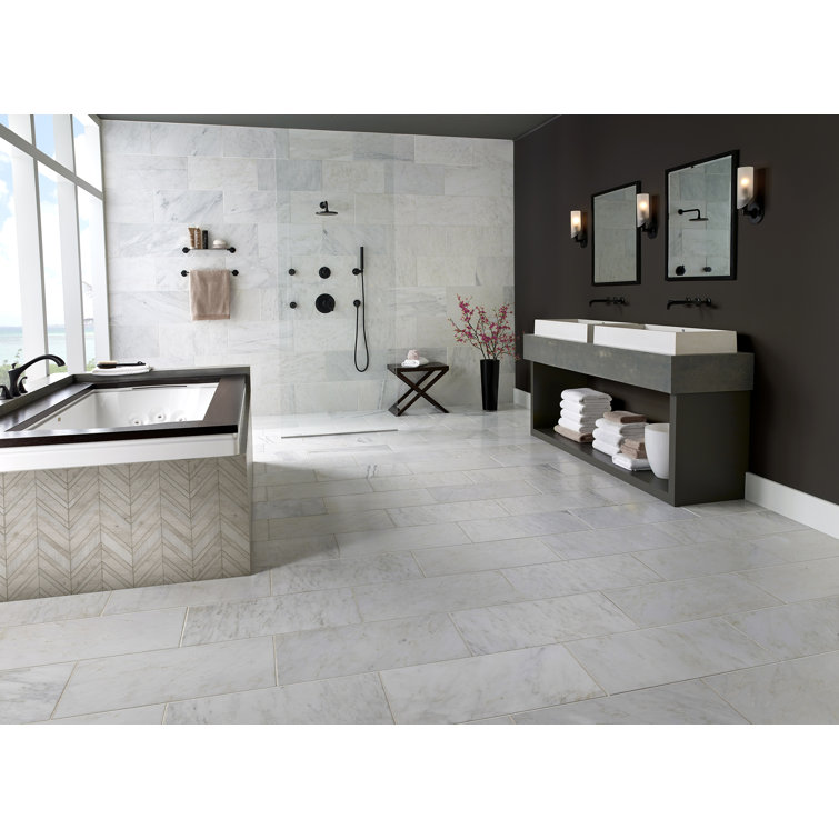 White and Gray Chevron Marble Mosaic Tile Sheet