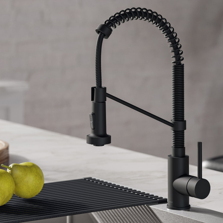 Matte Black Commercial Style Pull-Down Kitchen Faucet with Spray