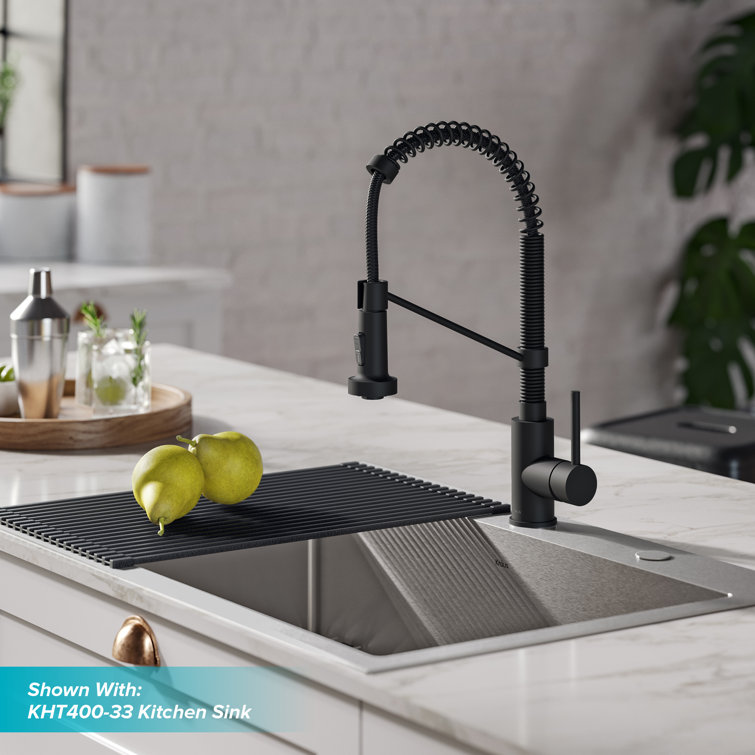 Matte Black Commercial Style Pull-Down Kitchen Faucet with Spray