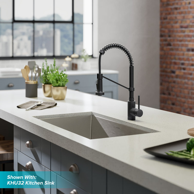 Matte Black Commercial Style Pull-Down Kitchen Faucet with Spray
