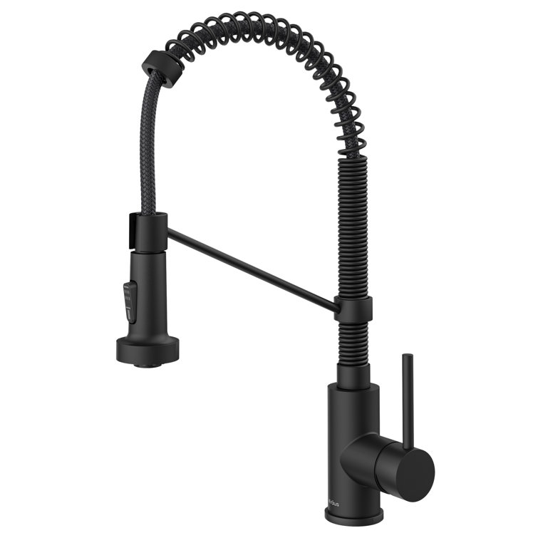 Matte Black Commercial Style Pull-Down Kitchen Faucet with Spray