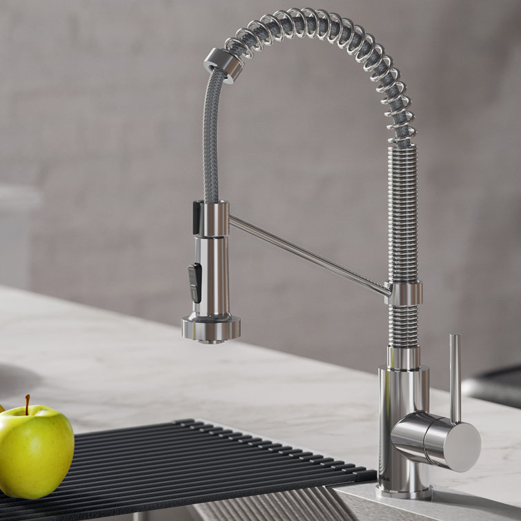 Chrome Commercial Style Pull-Down Kitchen Faucet with Drinking Water Dispenser
