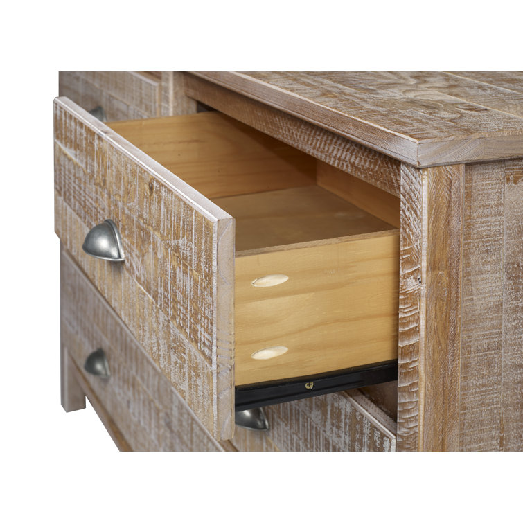 Farmhouse Double Dresser with 6 Felt-Lined Drawers in Brown