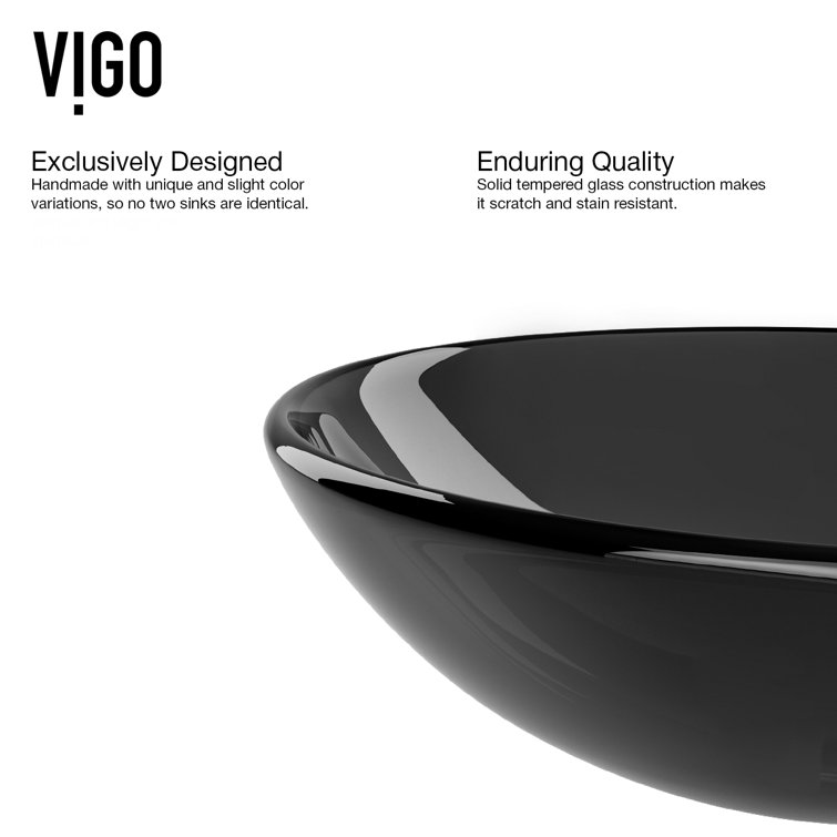 Giovanni Sheer Black Glass Round Vessel Bathroom Sink