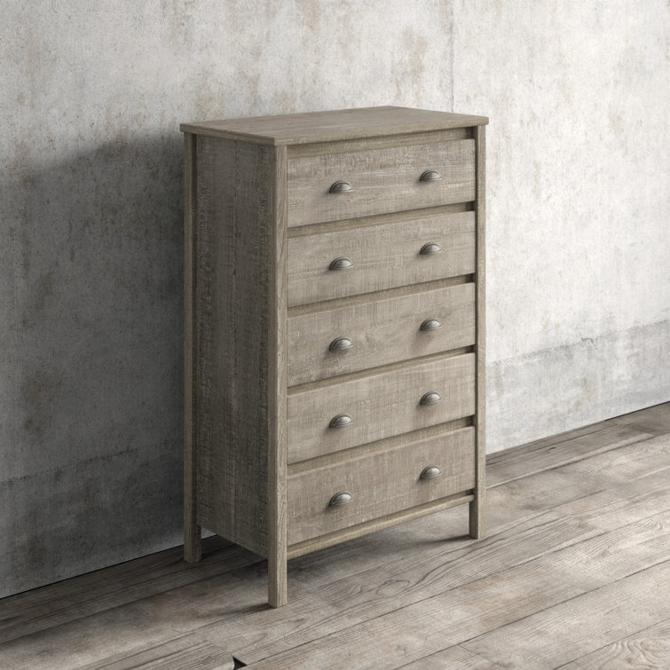 Rustic Gray Farmhouse 5-Drawer Extra Deep Dresser