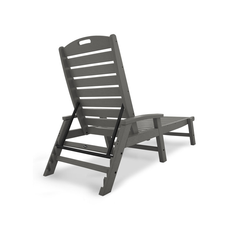 Stepping Stone Gray HDPE Chaise Lounger with Arms