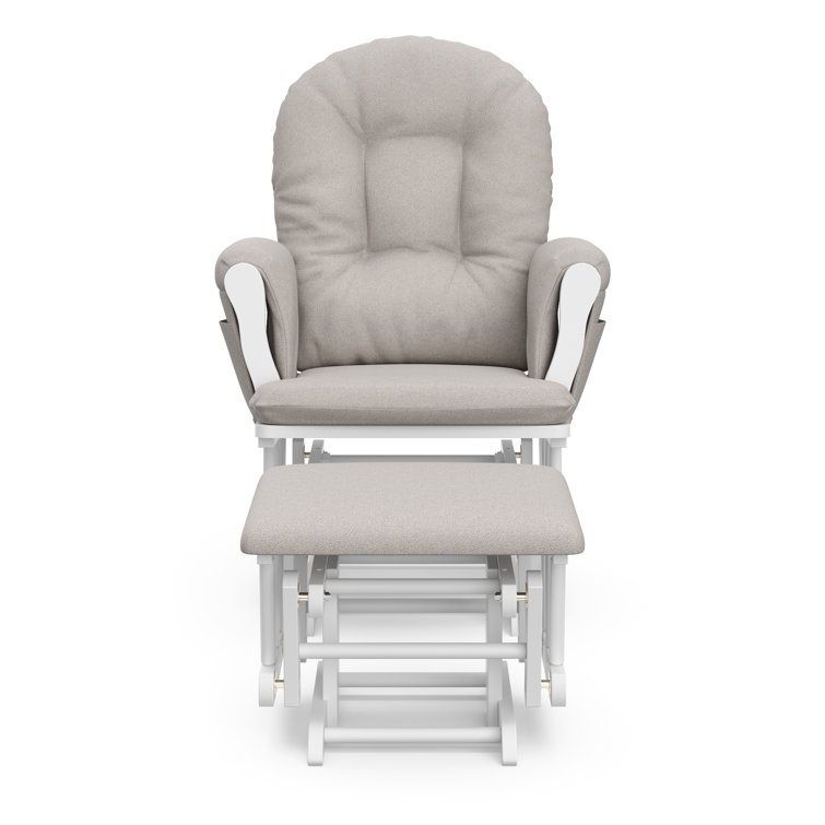 White and Taupe Swirl Glider with Ottoman Set