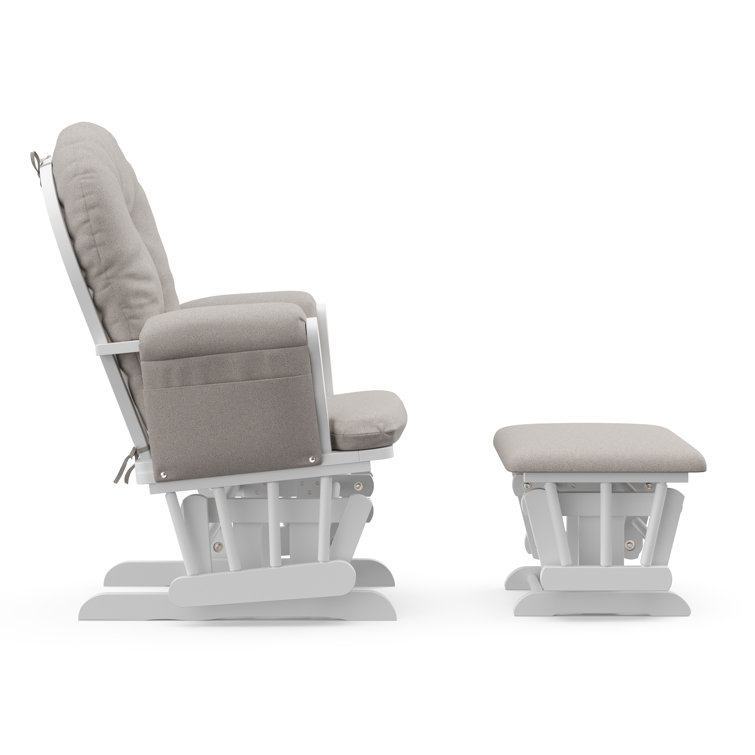 White and Taupe Swirl Glider with Ottoman Set
