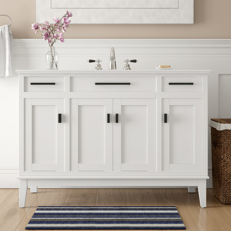 Madison 48" White Solid Wood Freestanding Vanity Base