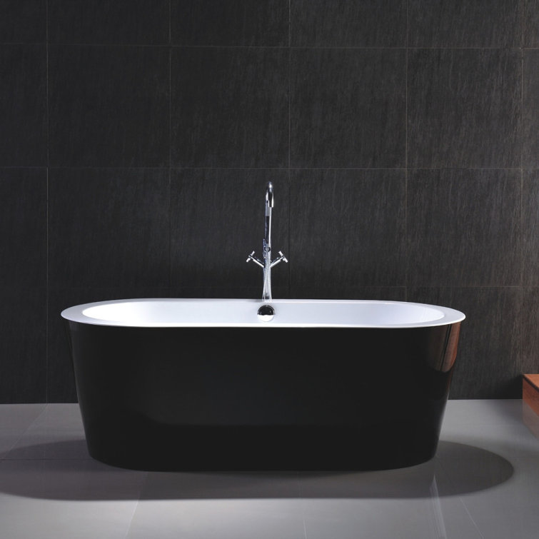 67.7" Black and White Acrylic Freestanding Bathtub