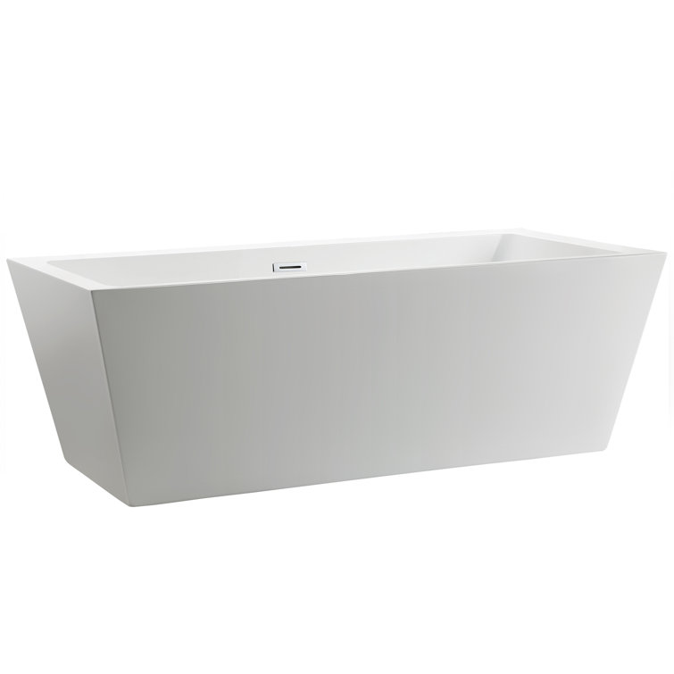Elena 59" White Acrylic Freestanding Soaking Bathtub