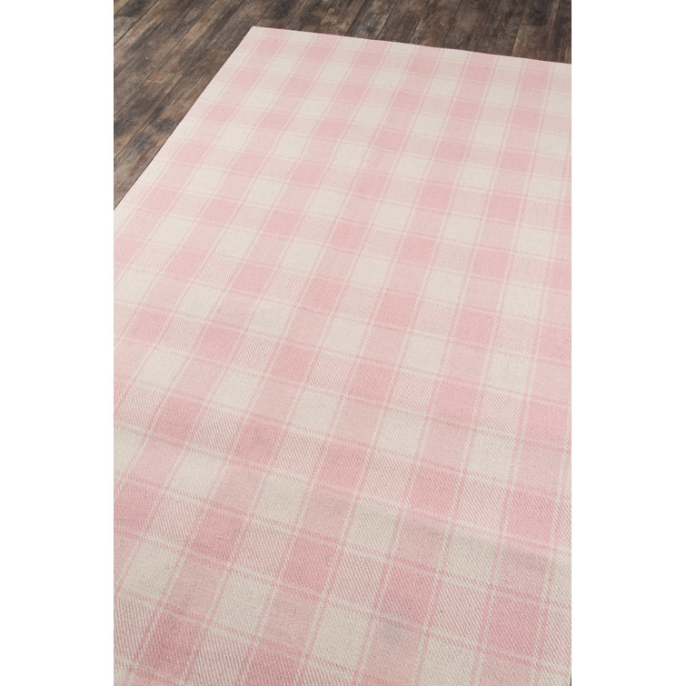 Handmade Marlborough Pink Wool Plaid 3'6" x 5'6" Area Rug
