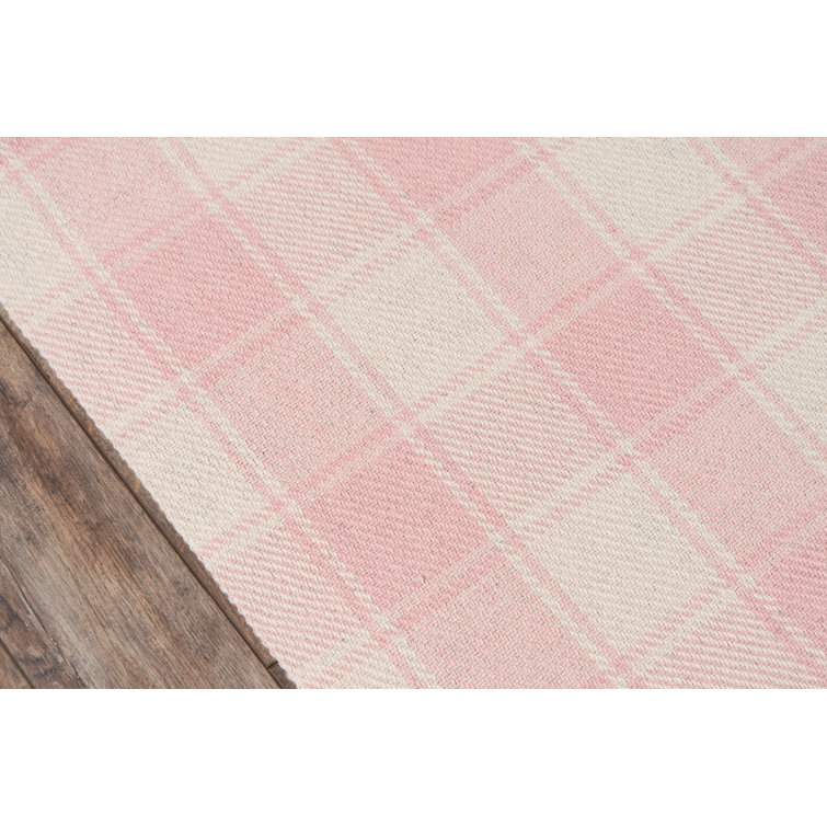Handmade Marlborough Pink Wool Plaid 3'6" x 5'6" Area Rug