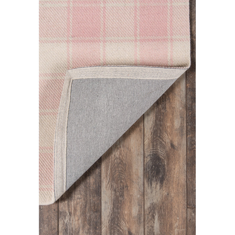Handmade Marlborough Pink Wool Plaid 3'6" x 5'6" Area Rug