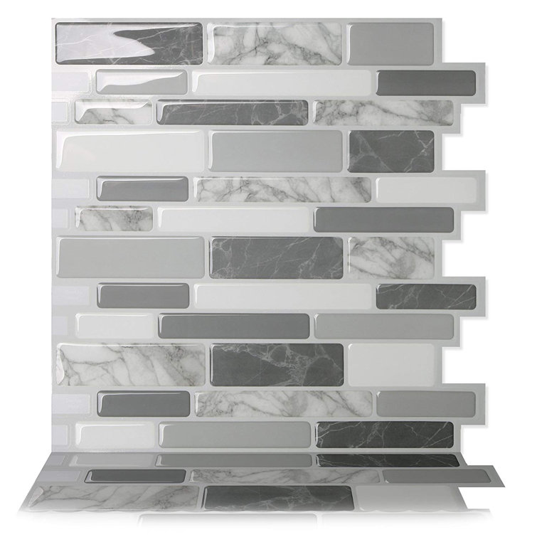 Gray PVC Peel and Stick Mosaic Wall Mural