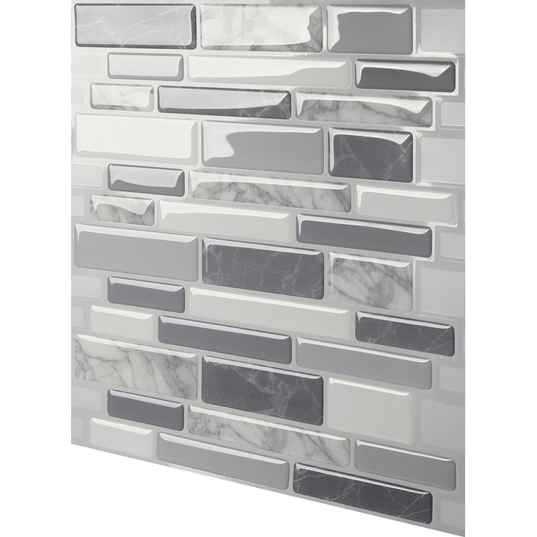 Gray PVC Peel and Stick Mosaic Wall Mural