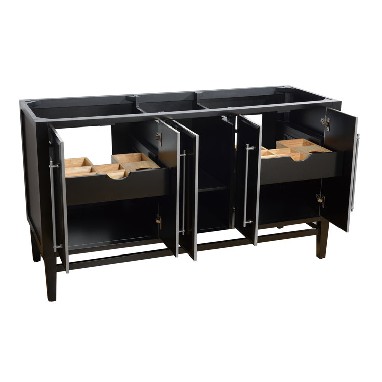 Mason 60" Black Solid Wood Double Vanity Cabinet