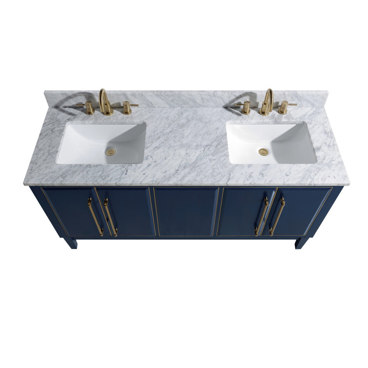 73'' Carrara White Marble Double Sink Vanity Top