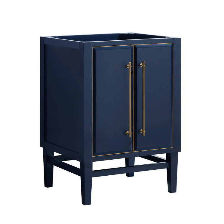 Mason 24'' Navy Blue Solid Wood Bathroom Vanity Base with Gold Trim