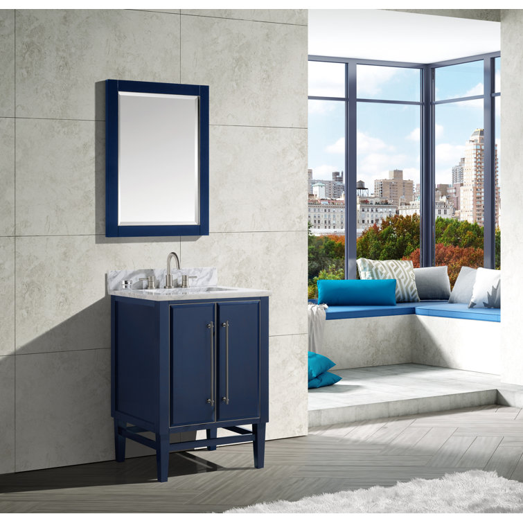 Navy Blue 25" Marble Top Single Sink Vanity