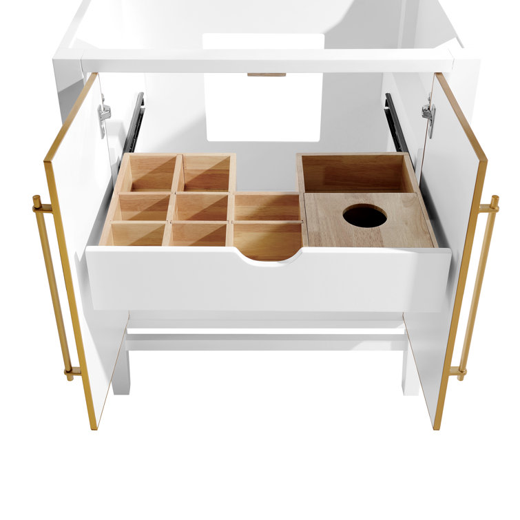 Mason 31" White and Gold Marble Top Vanity