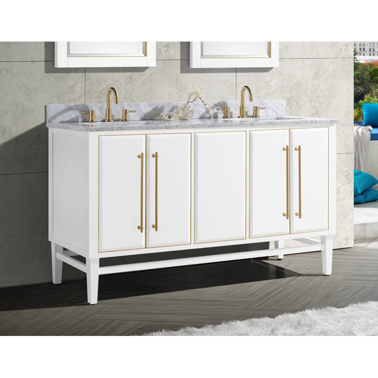 Mason 60'' Navy Blue Solid Wood Double Vanity Base