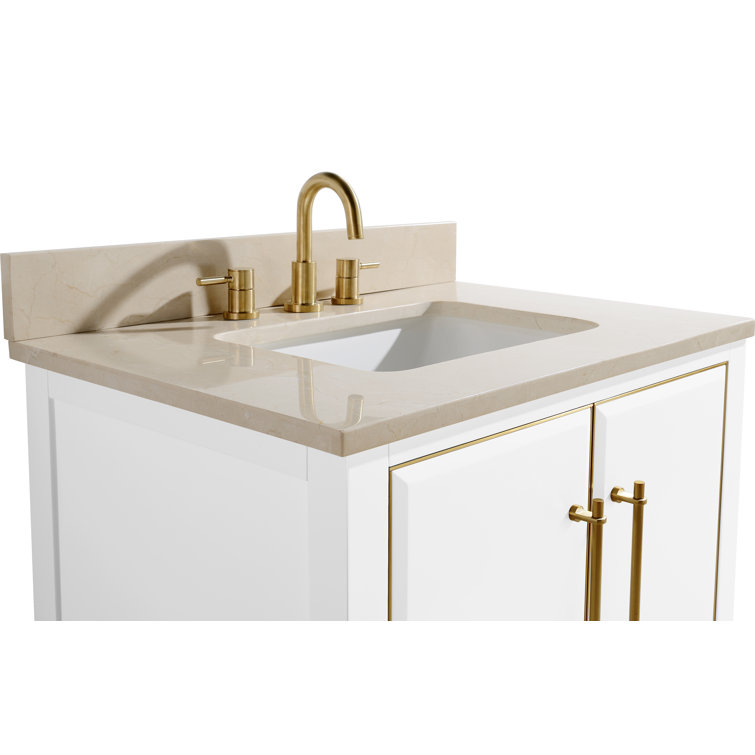 Mason 31" White and Gold Marble Top Vanity