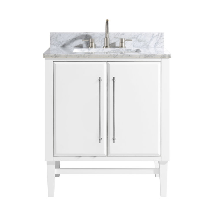 Mason 31'' White Solid Wood Vanity with Marble Top
